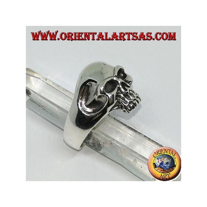 Silver ring Skull with mandible and hollow temples