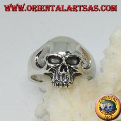 Silver ring Skull with mandible and hollow temples