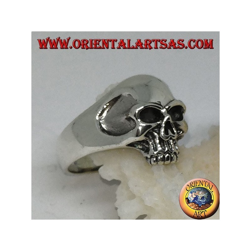 Silberring Totenkopf mit Unterkiefer- und Hohlbügeln