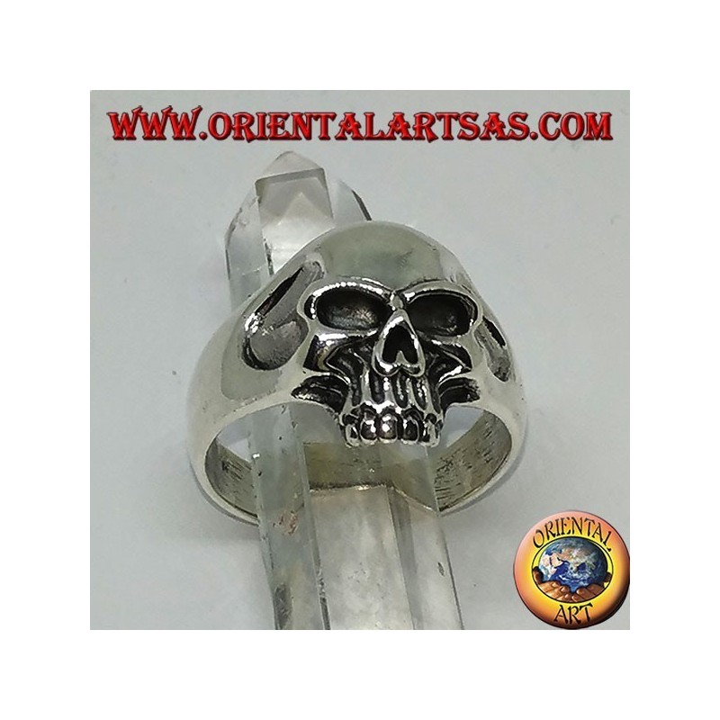 Silver ring Skull with mandible and hollow temples