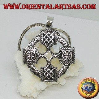 Silver pendant, Celtic cross with Odin gungnir