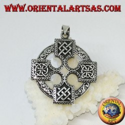 Pendentif en argent, croix celtique avec Odin gungnir