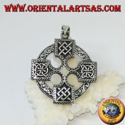 Silver pendant, Celtic cross with Odin gungnir