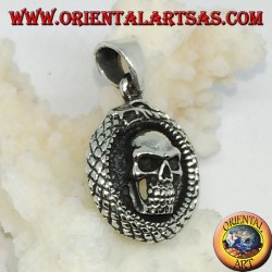 Silver pendant, Ouroboros Uroboro dragon with skull