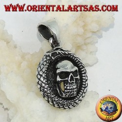 Colgante de plata, dragón de Ouroboros Uroboro con calavera