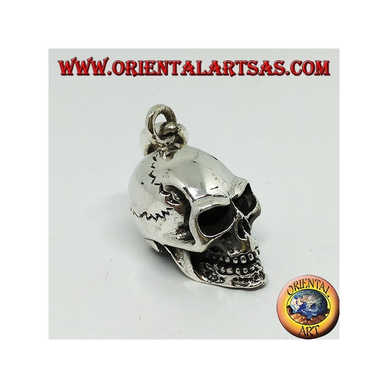 Ciondolo teschio  in argento 925 , homo sapiens.