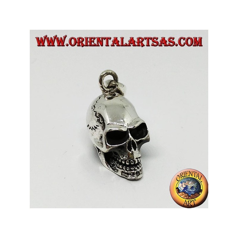 Pendentif tête de mort en argent 925, homo sapiens.