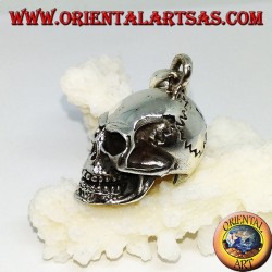 Ciondolo teschio  in argento 925 , homo sapiens.
