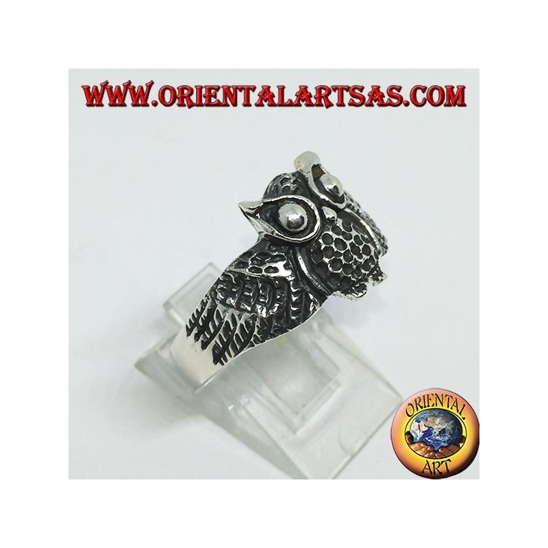 Bague en argent en forme de hibou