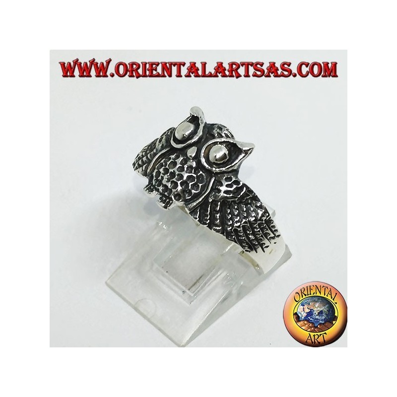 Anello in argento a forma di civetta gufo