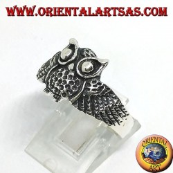 Silver ring in the shape of an owl owl