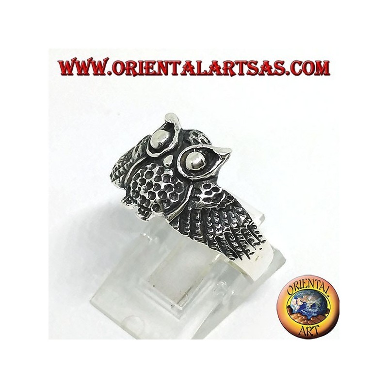 Bague en argent en forme de hibou