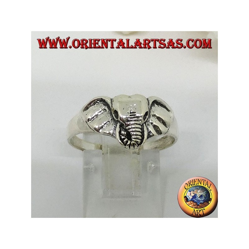 Silver ring with an elephant head