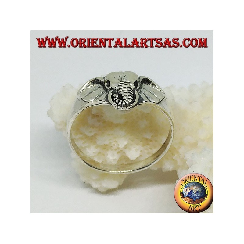 Silver ring with an elephant head