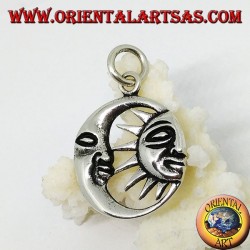 Silver pendant half sun in the half moon