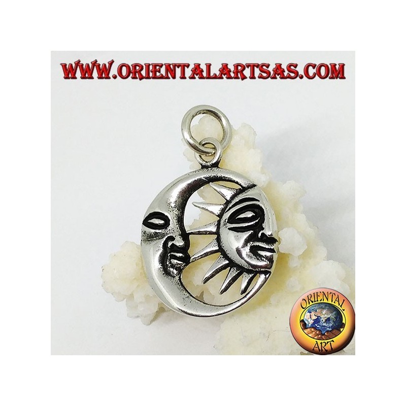 Silver pendant half sun in the half moon