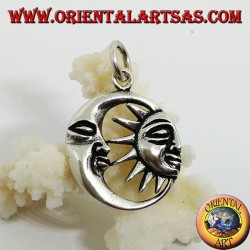 Silver pendant half sun in the half moon