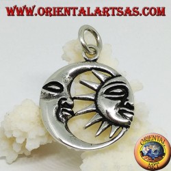 Pendentif en argent demi-soleil dans la demi-lune
