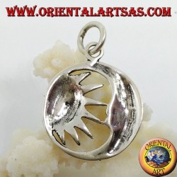Pendentif en argent demi-soleil dans la demi-lune