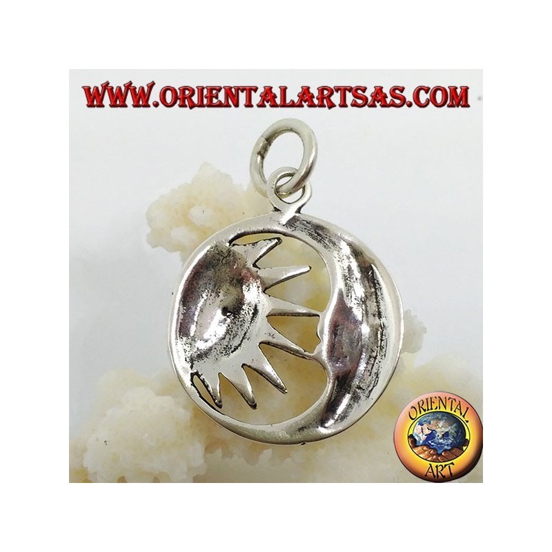 Silver pendant half sun in the half moon