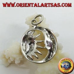 Pendentif en argent demi-soleil dans la demi-lune