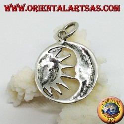 Silver pendant half sun in the half moon