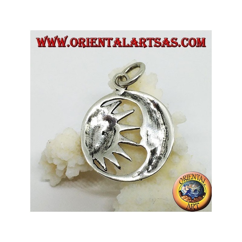 Silver pendant half sun in the half moon