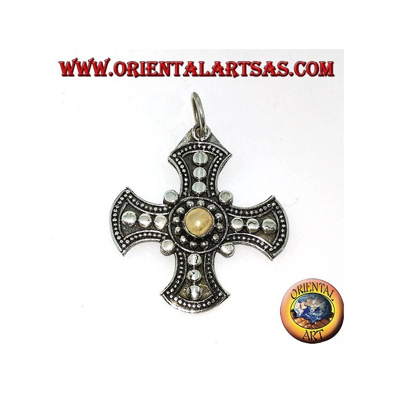 Silver pendant, Celtic cross with adularia moonstone