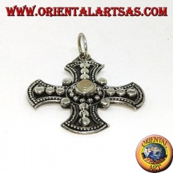 Silver pendant, Celtic cross with adularia moonstone
