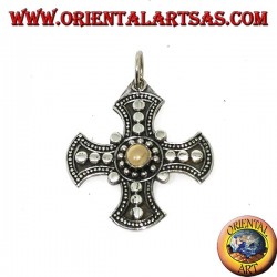 Colgante de plata, cruz celta con piedra de luna adularia.