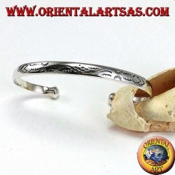 Steifes Armband in Silber mit balinesischen handgefertigten Gravierungen