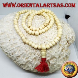 Chapelet bouddhiste Mālā de 108 grains en os de yak de 7 mm.