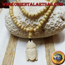 Mālā Buddhist rosary of 108 grains in 8.5 mm yak bone. with Buddha's head