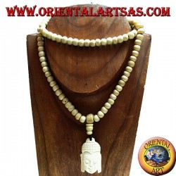 Mālā Buddhist rosary of 108 grains in 8.5 mm yak bone. with Buddha's head