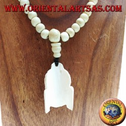 Mālā Buddhist rosary of 108 grains in 8.5 mm yak bone. with Buddha's head