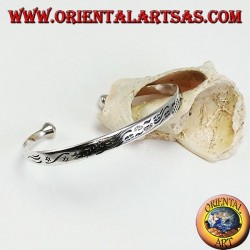 Bracelet rigide en argent, étoiles et nuages gravés à la main