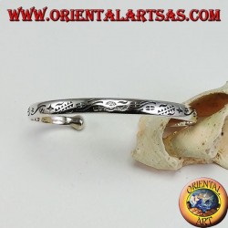 Bracelet rigide en argent, étoiles et nuages gravés à la main