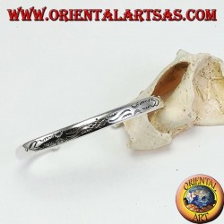 Bracelet rigide en argent, étoiles et nuages gravés à la main