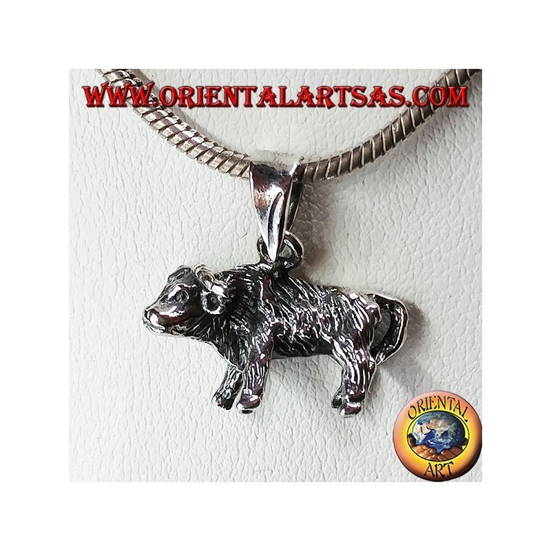 Silver pendant of a buffalo