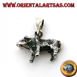 Colgante de plata de un búfalo
