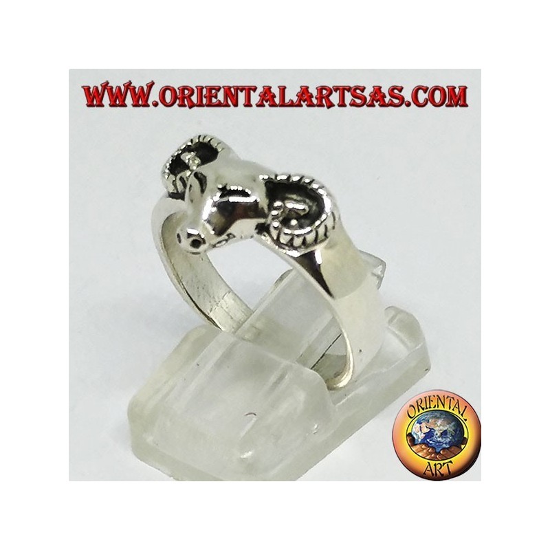 Silver ring with ram's head