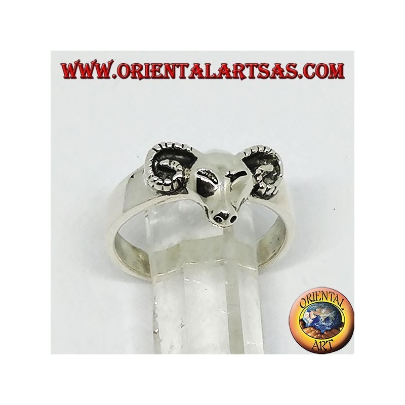 Anillo de plata con cabeza de carnero.