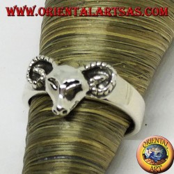 Silver ring with ram's head
