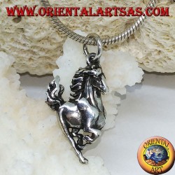 Silver pendant of a prancing horse