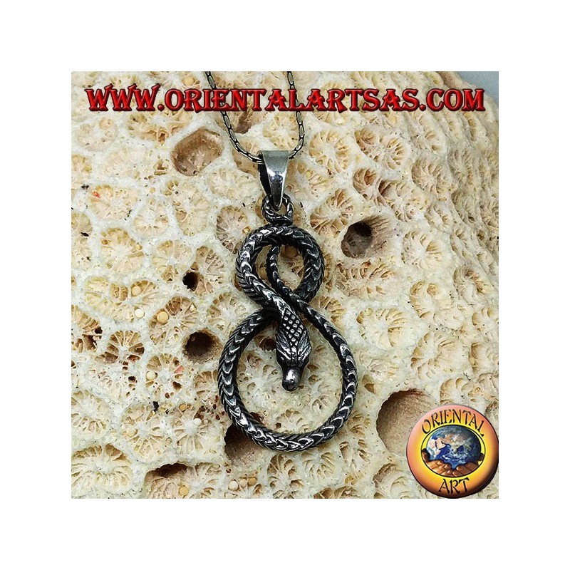 Pendentif en argent serpent tordu en forme de huit