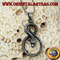 Pendant in silver snake twisted in the shape of eight