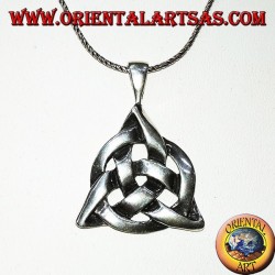 Pendentif en argent Triquetra avec le cercle cosmique, noeud de tyrone