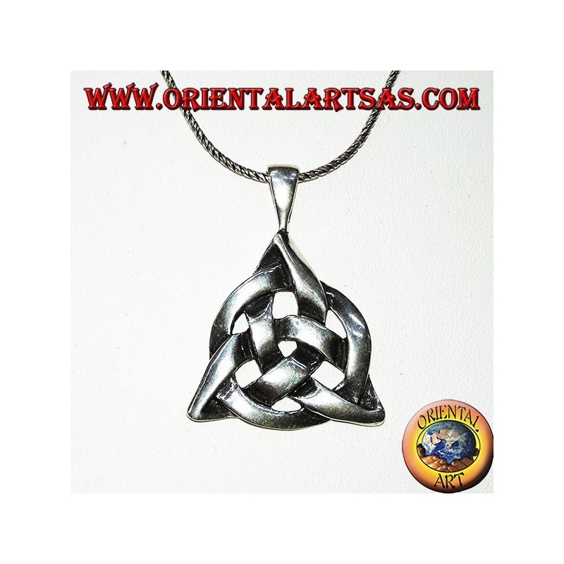 Pendentif en argent Triquetra avec le cercle cosmique, noeud de tyrone