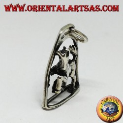 Pendentif cheval en argent rampant sous la voûte