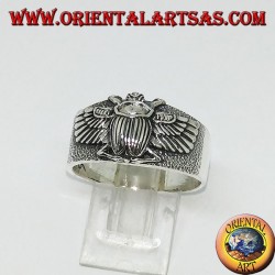 Silver ring with Egyptian Khepri beetle, symbol of the resurrection